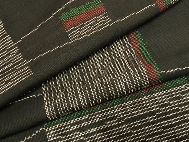 平和屋着物●本場大島紬 7マルキ 幾何学文様 正絹 逸品 AABL3359fy
