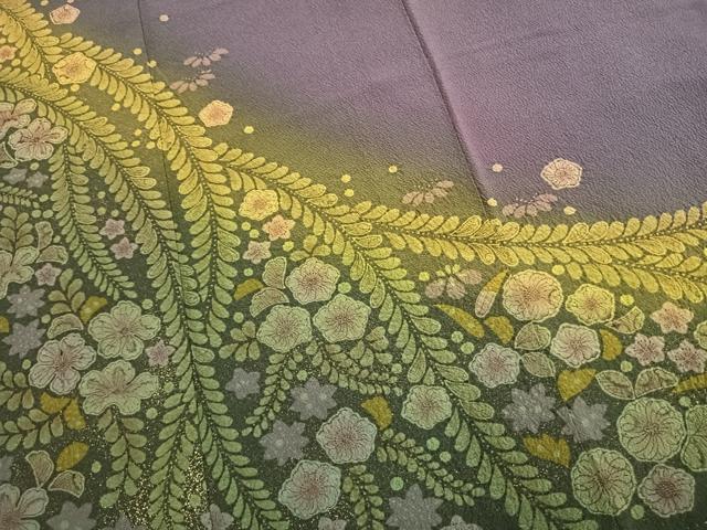 平和屋着物●訪問着 辻が花 絞り 褐色 暈し染め 金彩 正絹 逸品 未使用 AABL3364fy