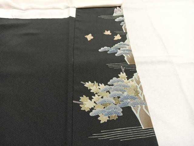 平和屋着物●本加賀友禅作家 庄田和晃 黒留袖 花鳥文 正絹 逸品 未使用 AABL3368fy
