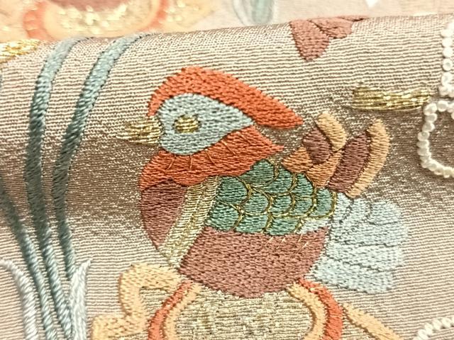 平和屋着物●豪華色留袖 中国三大刺繍 相良刺繍 総刺繍 花鳥文 金糸 正絹 逸品 AABL3374fy