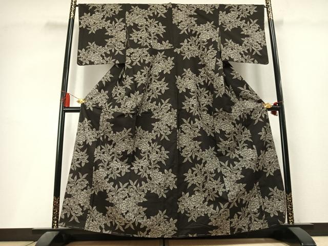 平和屋着物●本場大島紬 地空き 割り込み絣 草花文 正絹 逸品 未使用 AABL3377fy