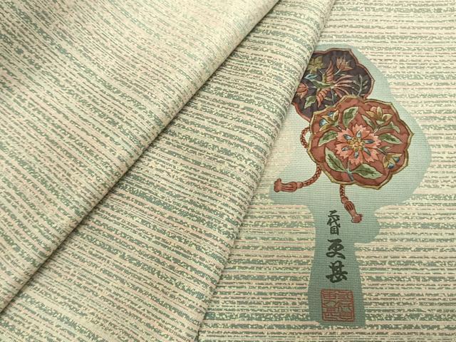 平和屋着物●二代目更甚 江戸更紗 本場染大島紬 訪問着 横縞 正絹 逸品 AABL3378fy