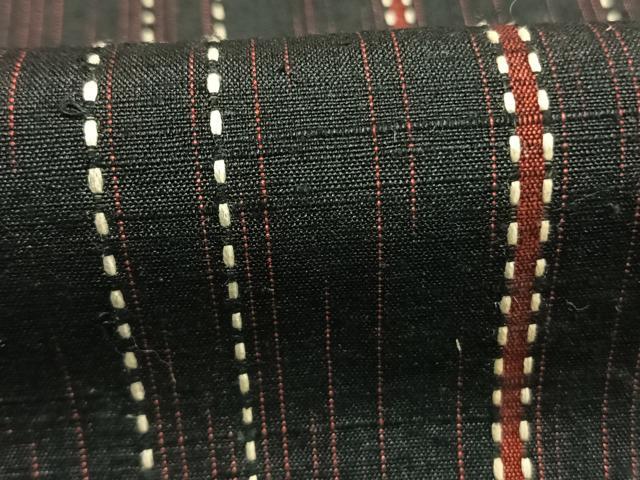 平和屋着物●上質な紬 刺し子 縞 正絹 逸品 AABL3379fy