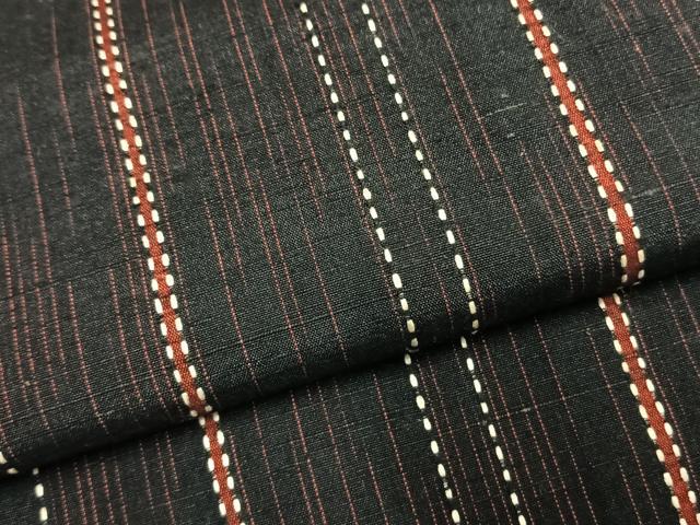 平和屋着物●上質な紬 刺し子 縞 正絹 逸品 AABL3379fy
