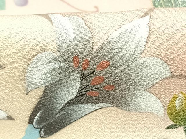 平和屋着物●訪問着 草花 葡萄蔦の葉文 暈し染め 金銀彩 正絹 逸品 AABL3380fy