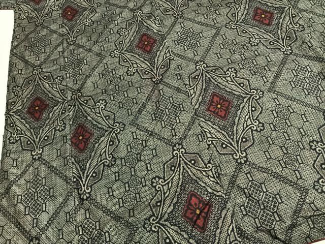平和屋着物●本場大島紬 割り込み絣 吉祥花文 正絹 逸品 AABL3384fy