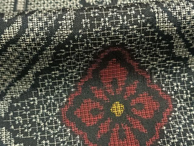 平和屋着物●本場大島紬 割り込み絣 吉祥花文 正絹 逸品 AABL3384fy