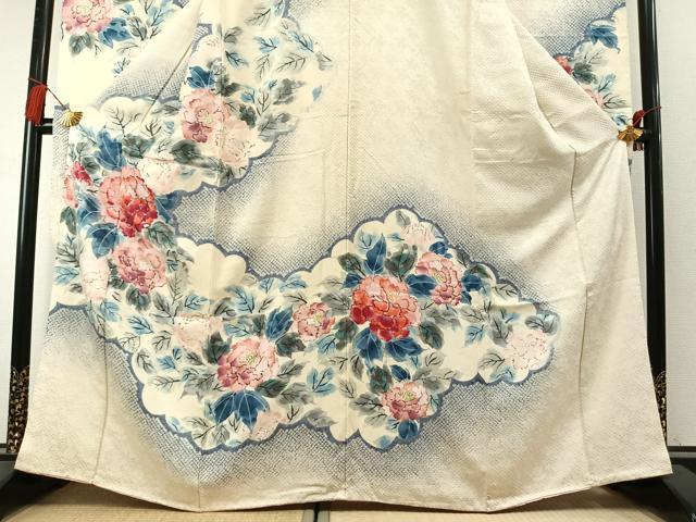 平和屋着物●豪華振袖 絞り 手描き 草花文 暈し染め 正絹 逸品 AABL3411fy
