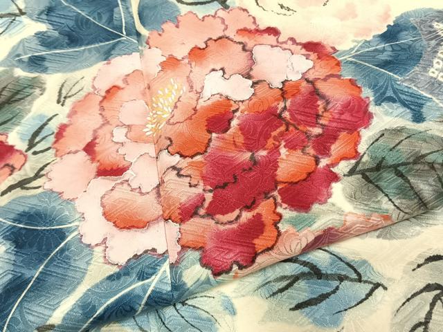 平和屋着物●豪華振袖 絞り 手描き 草花文 暈し染め 正絹 逸品 AABL3411fy