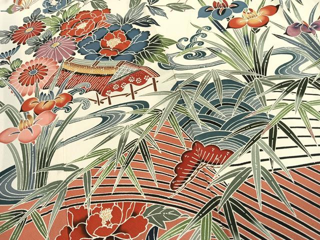 平和屋着物●豪華振袖 紅型 花蝶文 逸品 AABL3417fy