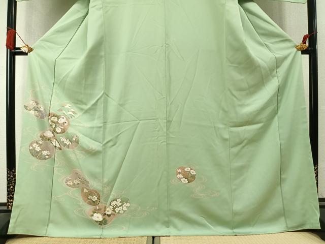 平和屋着物●訪問着 駒刺繍 草花文 金彩 正絹 逸品 AABL3423fy