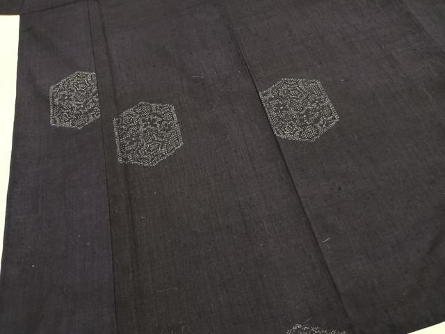 平和屋着物●結城紬 100亀甲 飛び亀甲柄 亀甲花文 正絹 逸品 AABL3433fy