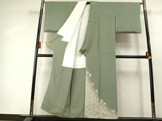 平和屋着物●松尾光琳 色留袖 百人一首 暈し染め 銀彩 鬼しぼ縮緬 正絹 逸品 未使用 AABL3434fy