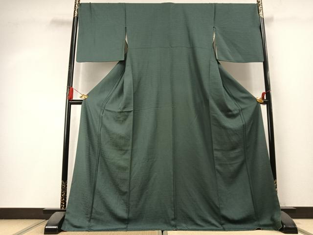 平和屋着物●上質な色無地 丸地紋 虫襖色 ロング丈 正絹 逸品 AABL3435fy