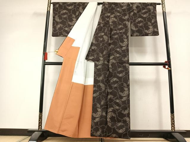 平和屋着物●本場大島紬 7マルキ 雪輪花文 正絹 逸品 AABL3438fy