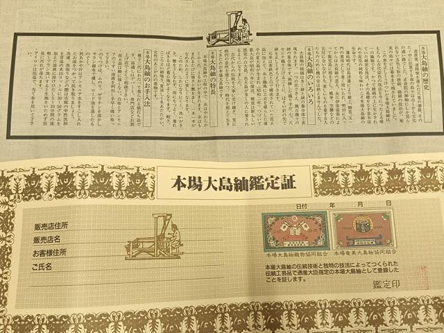 平和屋着物●本場大島紬 9マルキ 古代染色 純泥染 横段文 久野織物特製 証紙・鑑定証付き 正絹 逸品 未使用 AABL3448fy