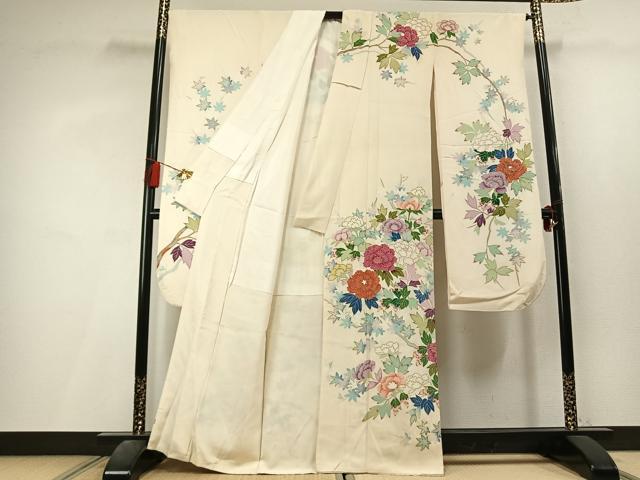 平和屋着物●豪華振袖 作家物 草花文 金彩 正絹 逸品 AABL3457fy