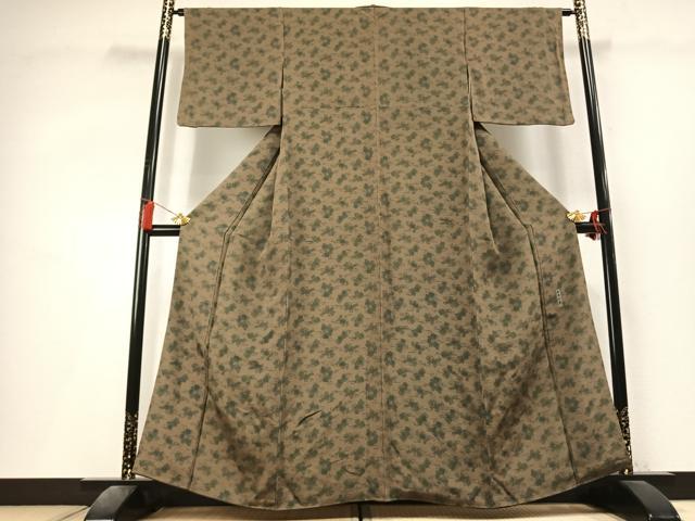 平和屋着物●赤尾吉介 小紋 糸巻花文 鬼しぼ縮緬 正絹 逸品 未使用 AABL3464fy