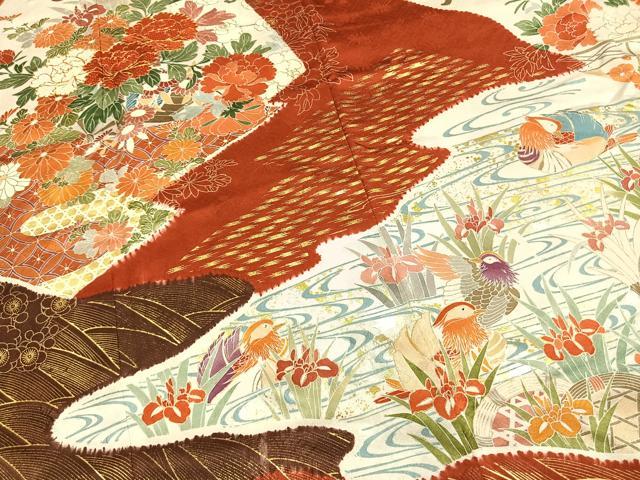 平和屋着物●創業460年・千總 振袖 駒刺繍 花鳥文 金彩 正絹 逸品 AABL3467fy