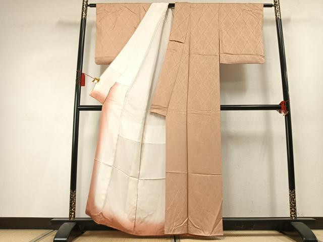 平和屋着物●上質な色無地 吉祥花地紋 雄黄色 正絹 逸品 AABL3474fy