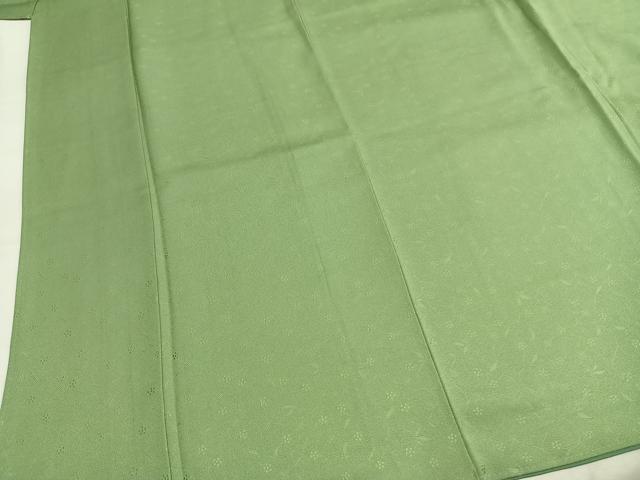 平和屋着物●上質な色無地 花唐草地紋 柳色 正絹 逸品 AABL3478fy