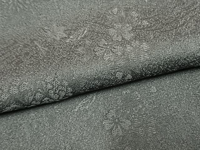 平和屋着物●上質な色無地 草花地紋 錫色 正絹 逸品 AABL3485fy