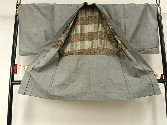 平和屋着物●男性 紬 アンサンブル 霞文 キングサイズ 正絹 逸品 AABL3513fy