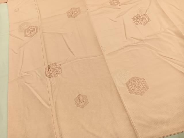 平和屋着物●上質な色無地 亀甲花文 洗柿色 正絹 逸品 AABL3519fy