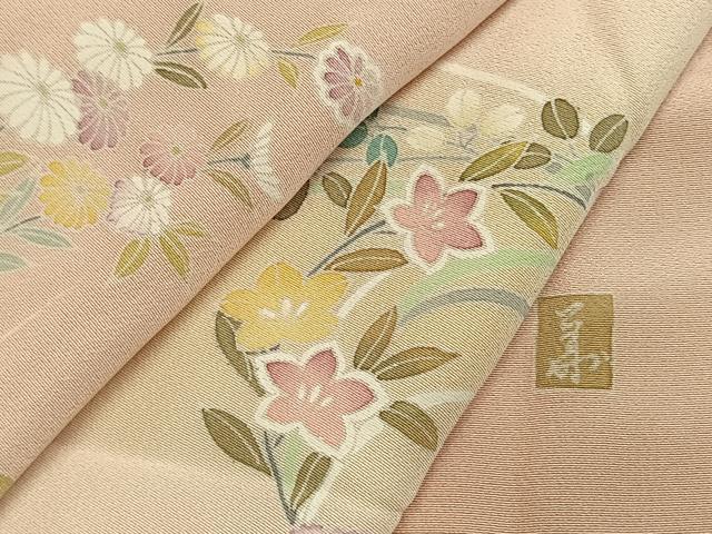 平和屋着物●訪問着 友禅 作家物 草花文 暈し染め 正絹 逸品 AABL3520fy