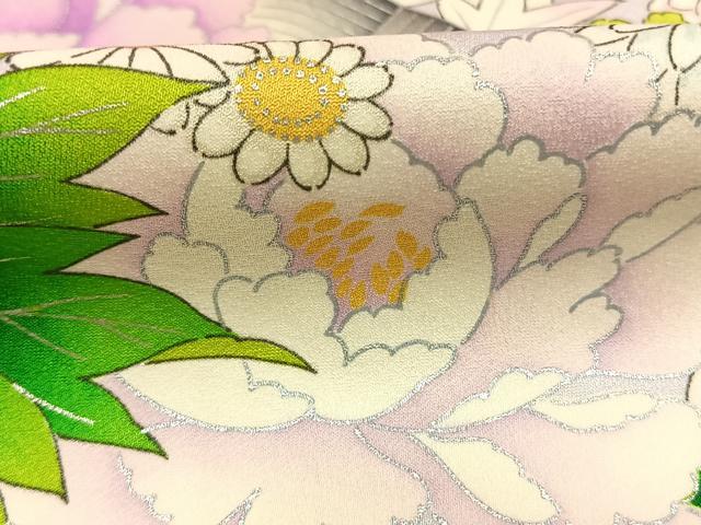 平和屋着物●豪華振袖 草花文 暈し染め 銀彩 正絹 逸品 AABL3527fy