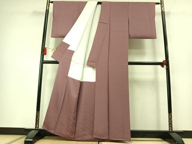 平和屋着物●上質な色無地 霞地紋 鴇浅葱色 正絹 逸品 AABL3535fy