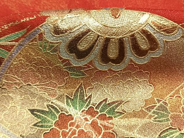 平和屋着物●豪華振袖 鈴 暈し染め 金銀彩 金通し地 正絹 逸品 AABL3541fy