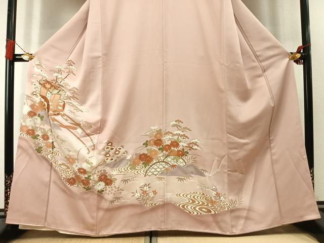 平和屋着物●豪華色留袖 御所車花文 暈し染め 金彩 正絹 逸品 AABL3544fy