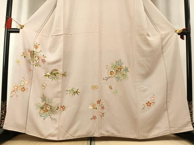 平和屋着物●訪問着 刺繍 鼓花鳥文 金糸 金彩 正絹 逸品 AABL3545fy