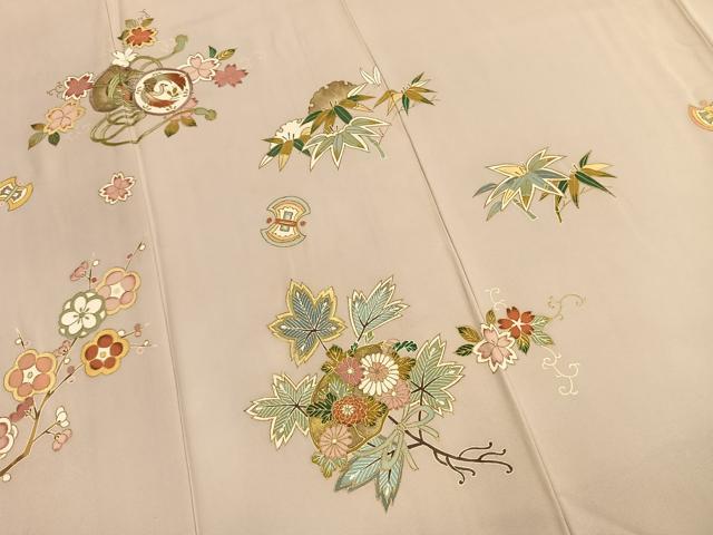 平和屋着物●訪問着 刺繍 鼓花鳥文 金糸 金彩 正絹 逸品 AABL3545fy