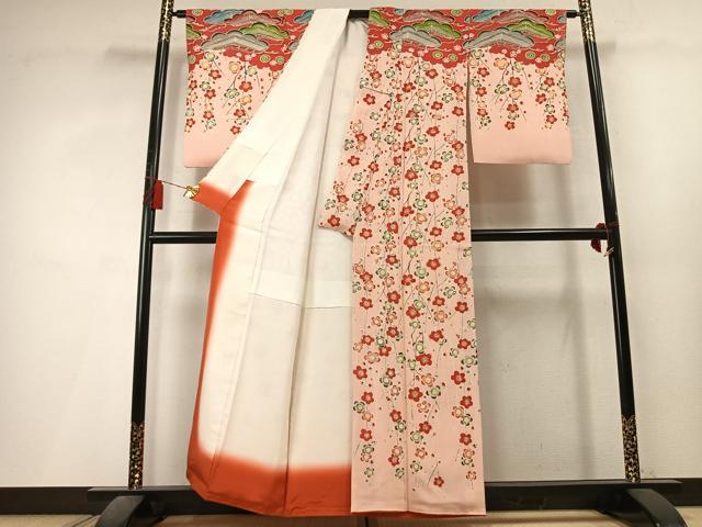 平和屋着物●訪問着 型染め 枝梅松文 正絹 逸品 AABL3546fy