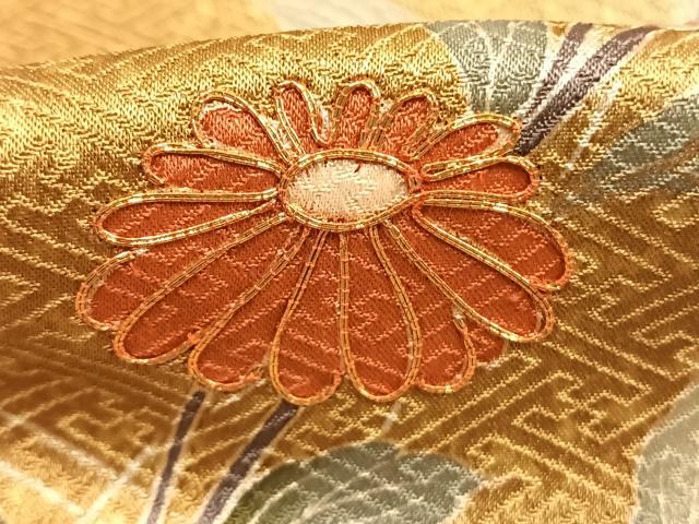 平和屋着物●訪問着 作家物 駒刺繍 花蝶文 暈し染め 金彩 正絹 逸品 AABL3548fy