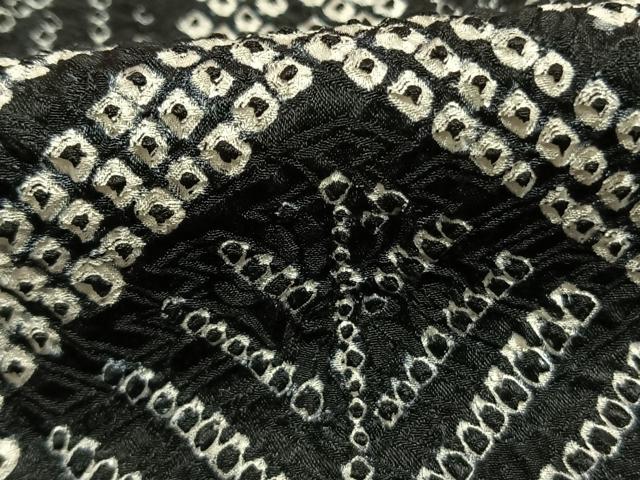 平和屋着物●上質な小紋 総絞り 亀甲文 黒地 正絹 逸品 AABL3555fy