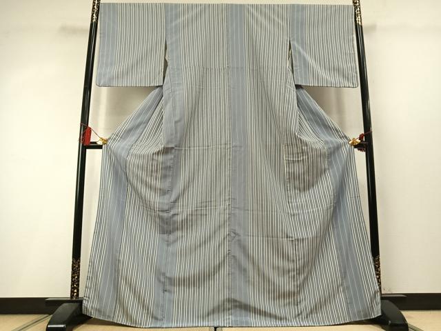 平和屋着物●上質な小紋 縞 正絹 逸品 AABL3562fy