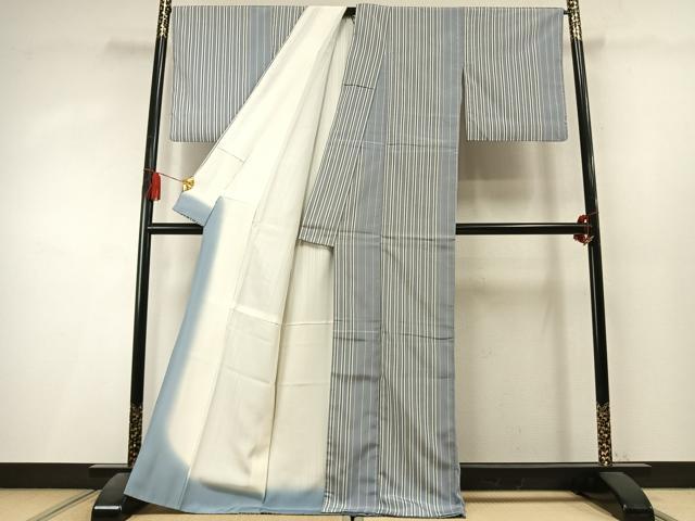平和屋着物●上質な小紋 縞 正絹 逸品 AABL3562fy