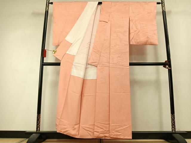 平和屋着物●上質な色無地 熨斗枝梅地紋 一斤染色 正絹 逸品 AABL3563fy