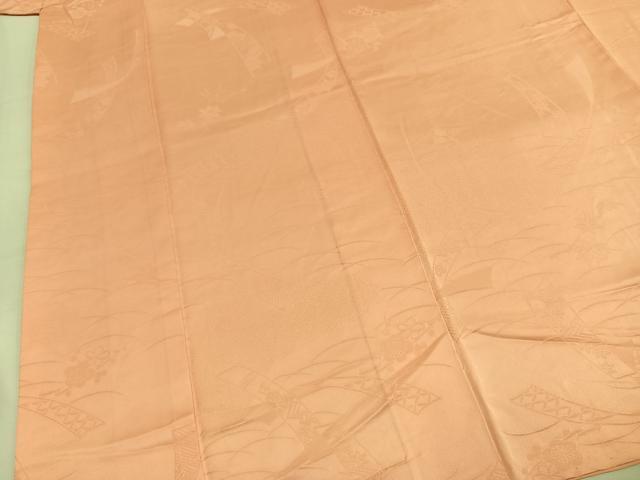 平和屋着物●上質な色無地 熨斗枝梅地紋 一斤染色 正絹 逸品 AABL3563fy