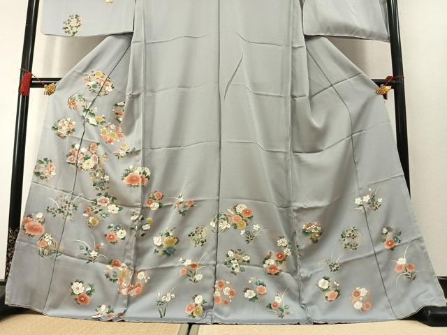 平和屋着物●訪問着 駒刺繍 草花文 金彩 仮絵羽 正絹 逸品 未使用 AABL3568fy