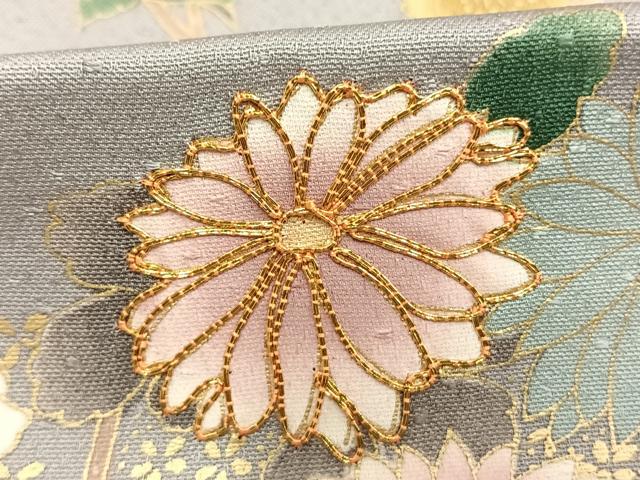 平和屋着物●訪問着 駒刺繍 草花文 金彩 仮絵羽 正絹 逸品 未使用 AABL3568fy