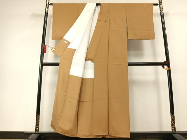 平和屋着物▼上質な色無地 鬱金染 黄唐茶色 正絹 逸品 AABL3570fy