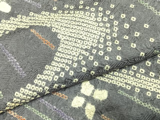 平和屋着物●上質な小紋 総絞り 流水文 正絹 逸品 AABL3574fy