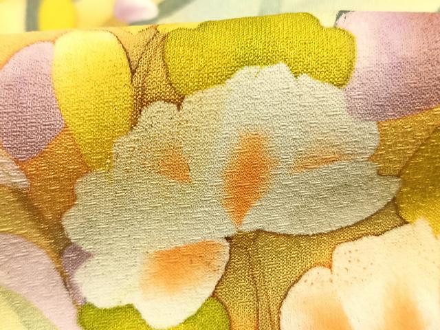 平和屋着物●上質な小紋 手描き 草花文 暈し染め 正絹 逸品 AABL3592fy
