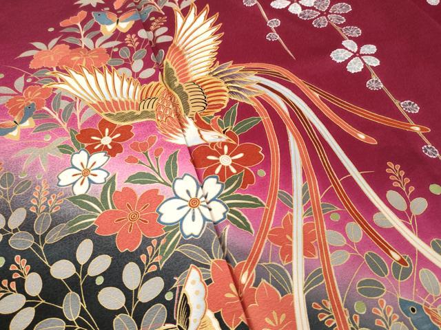 平和屋着物●豪華振袖 駒刺繍 鳳凰花蝶文 暈し染め 金彩 正絹 逸品 AABL3603ck