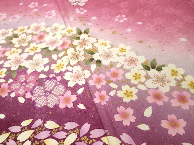 平和屋着物●豪華振袖 舞桜 金彩 正絹 逸品 AABL3604ck