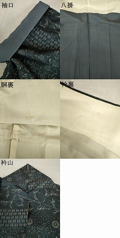 平和屋着物●上質な小紋 紬地 横段花文 正絹 逸品 AABL3606ck